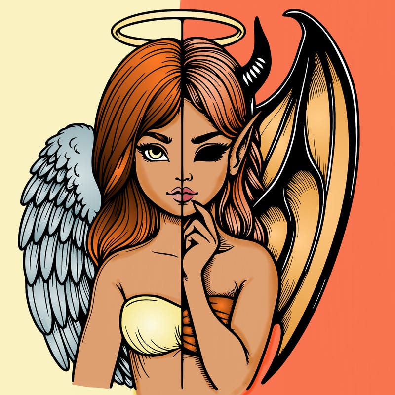 realistic angel half demon