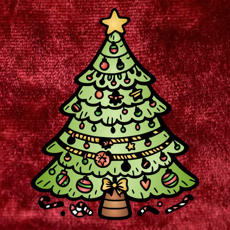 christmas tree with lots of details
