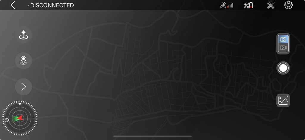 Redrie Pro - The Redrie Pro app interface featuring a map for drone navigation, flight telemetry icons, and camera controls