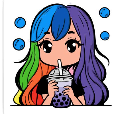girl drinking a buble tea