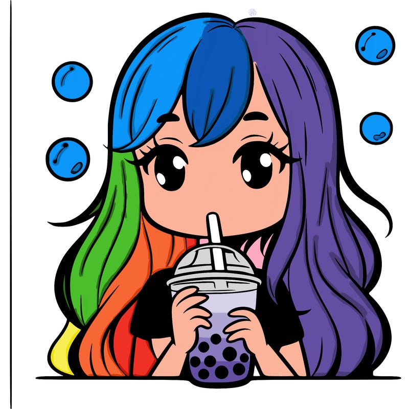 girl drinking a buble tea