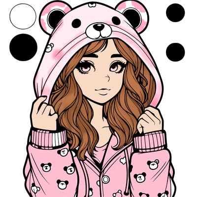 realistic girl in a animal pjs hoodie