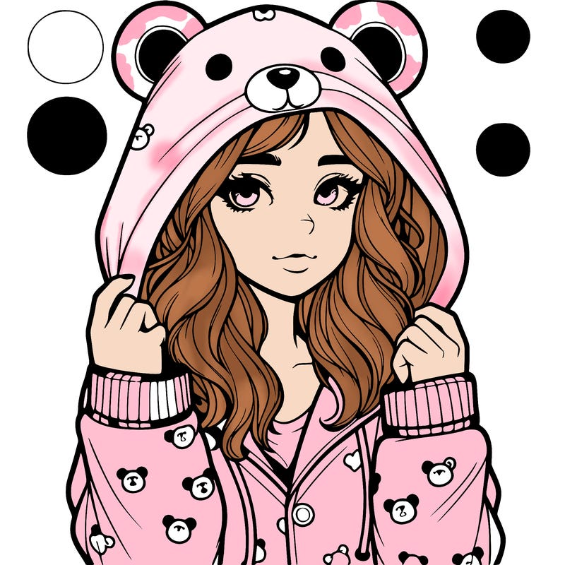 realistic girl in a animal pjs hoodie