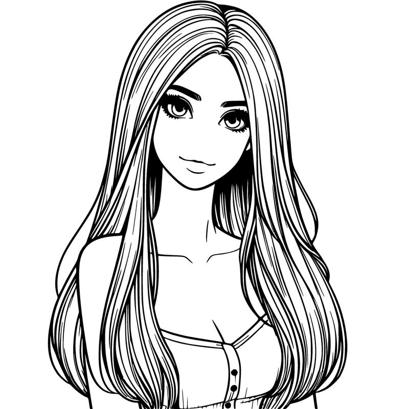 realistic woman with long straight hair