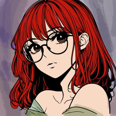 manga woman character with glasses and nice lips