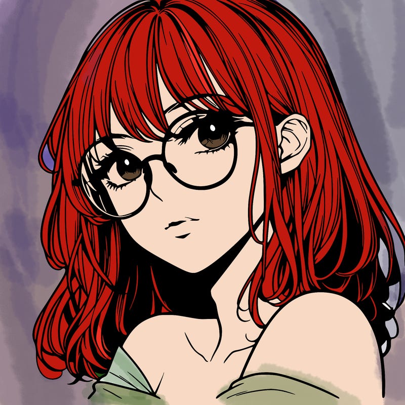 manga woman character with glasses and nice lips