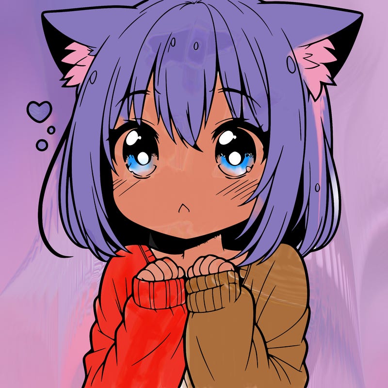 shy anime catgirl