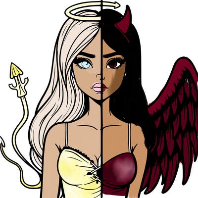 devil vs angel realistic girl