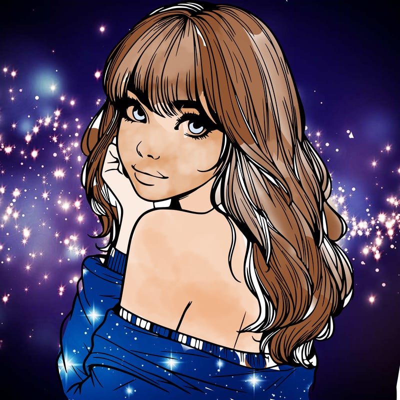 realistic girl with bangs looking over her shoulder