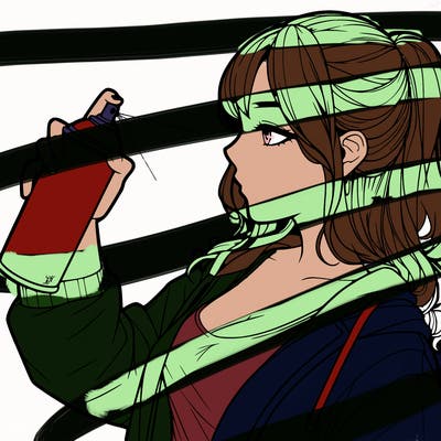 a realistic girl spray, painting