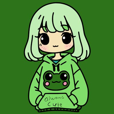 girl wearing frogging sweatshirt