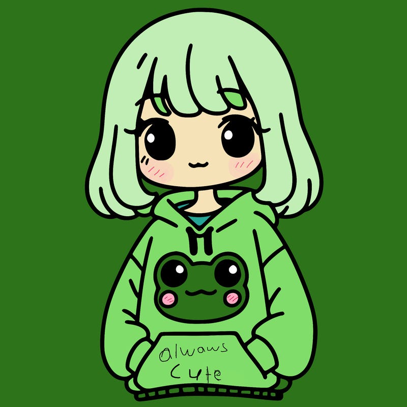 girl wearing frogging sweatshirt