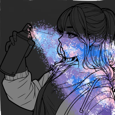 a realistic girl spray, painting