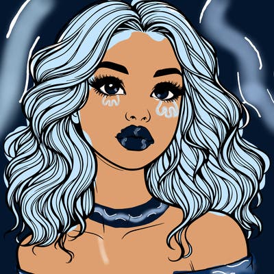 realistic girl with wavy hair and lips