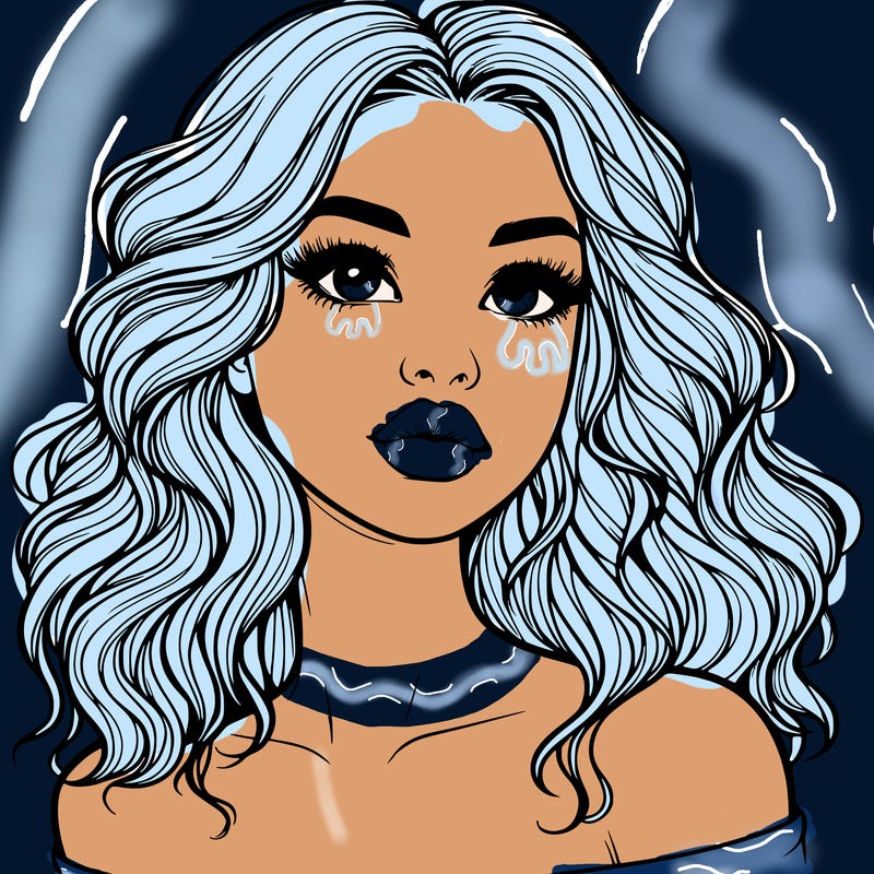 realistic girl with wavy hair and lips