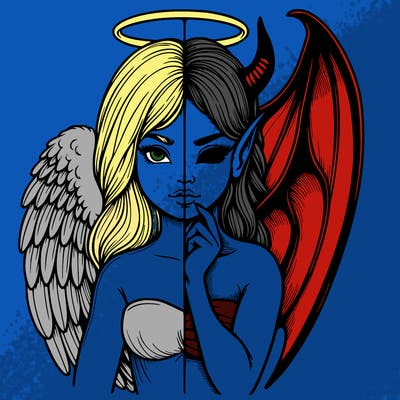 realistic angel half demon