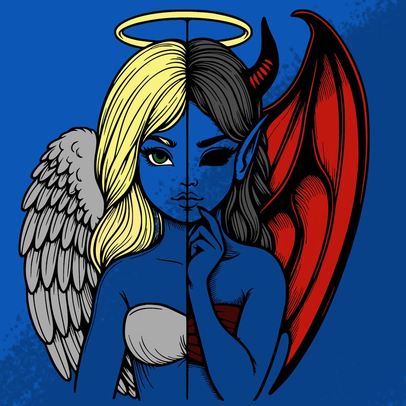 realistic angel half demon