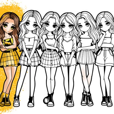 a group of girls realistic