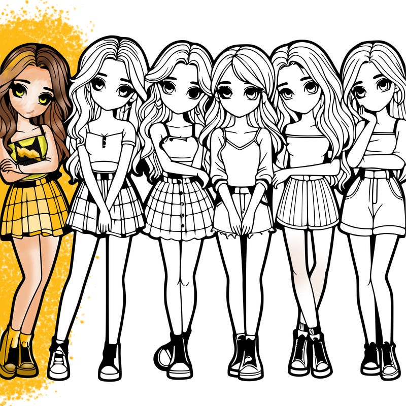 a group of girls realistic