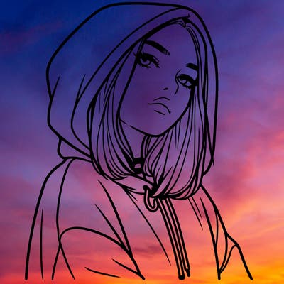 a realistic girl in a hoodie