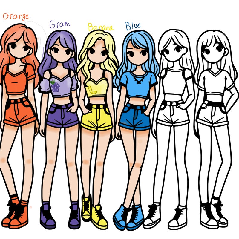 a group of girls wearing crop tops and shorts