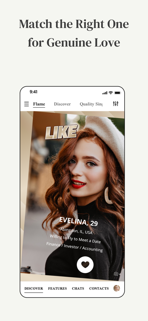 MM: Elite Premium Dating App - Schermata dell'app MillionaireMatch che mostra il profilo professionale di un single ambizioso per incontri autentici