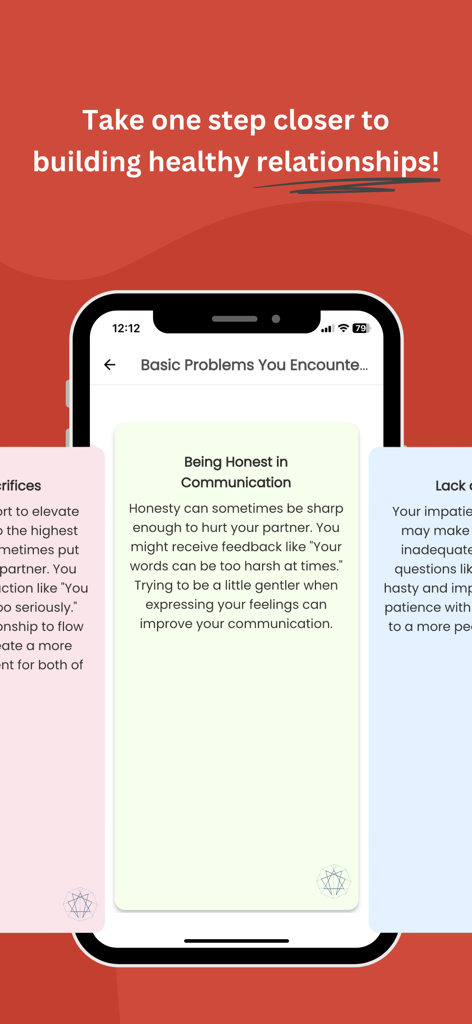 Enneagram 9 Type - Schermata dell'app Enneagramma che mostra consigli sull'essere onesti nella comunicazione relazionale