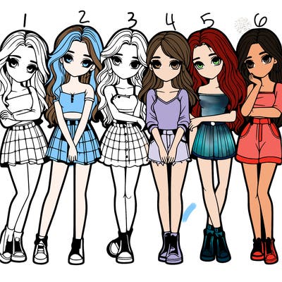 a group of girls realistic