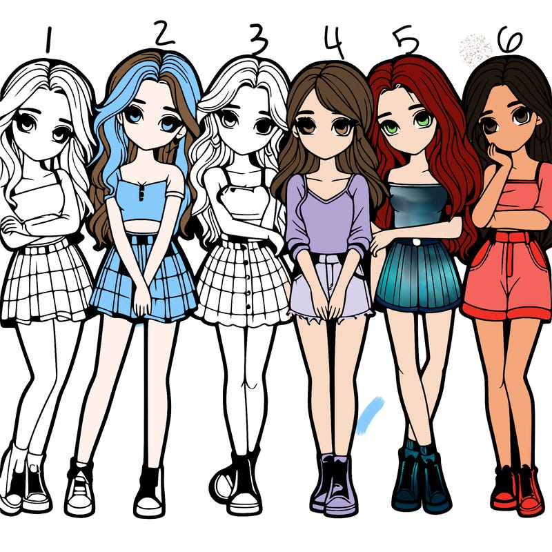 a group of girls realistic