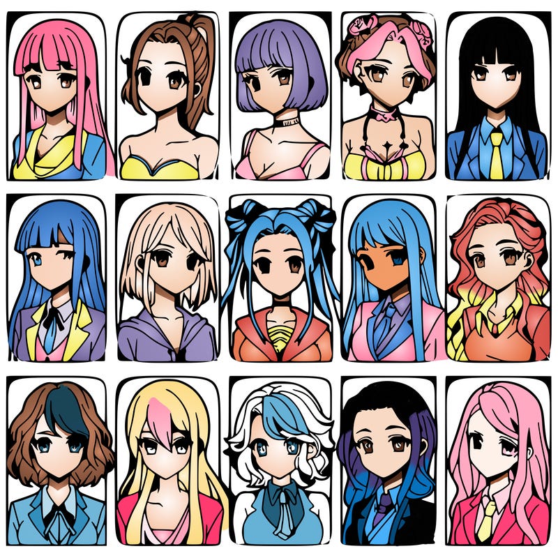 girls that look diffrent anime