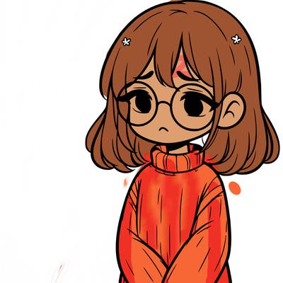 sad girl with glasses in a sweater