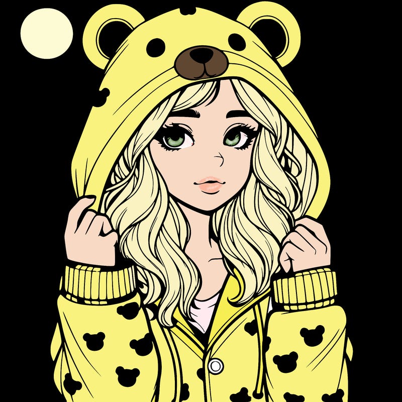 realistic girl in a animal pjs hoodie