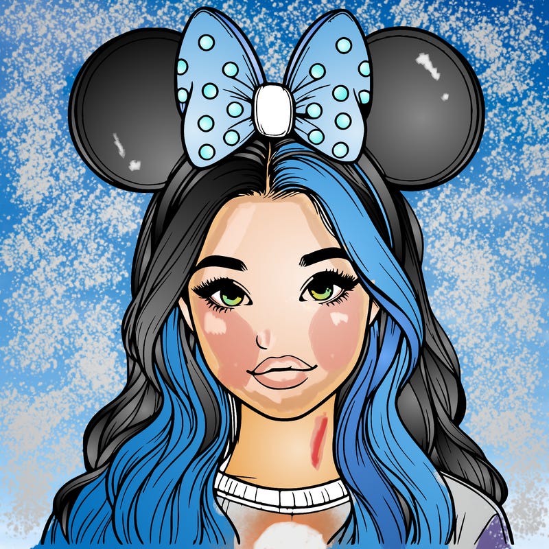 aesthetic realistic girl wearing mickey mouse ears