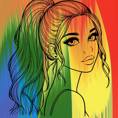 realistic pretty girl with high pony tail