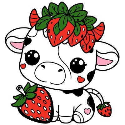 cute strawberry cow