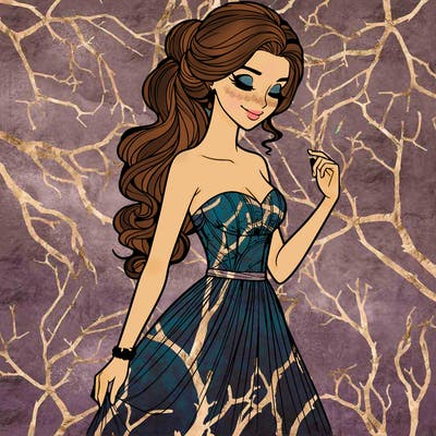 a realistic woman wearing an elegant dress