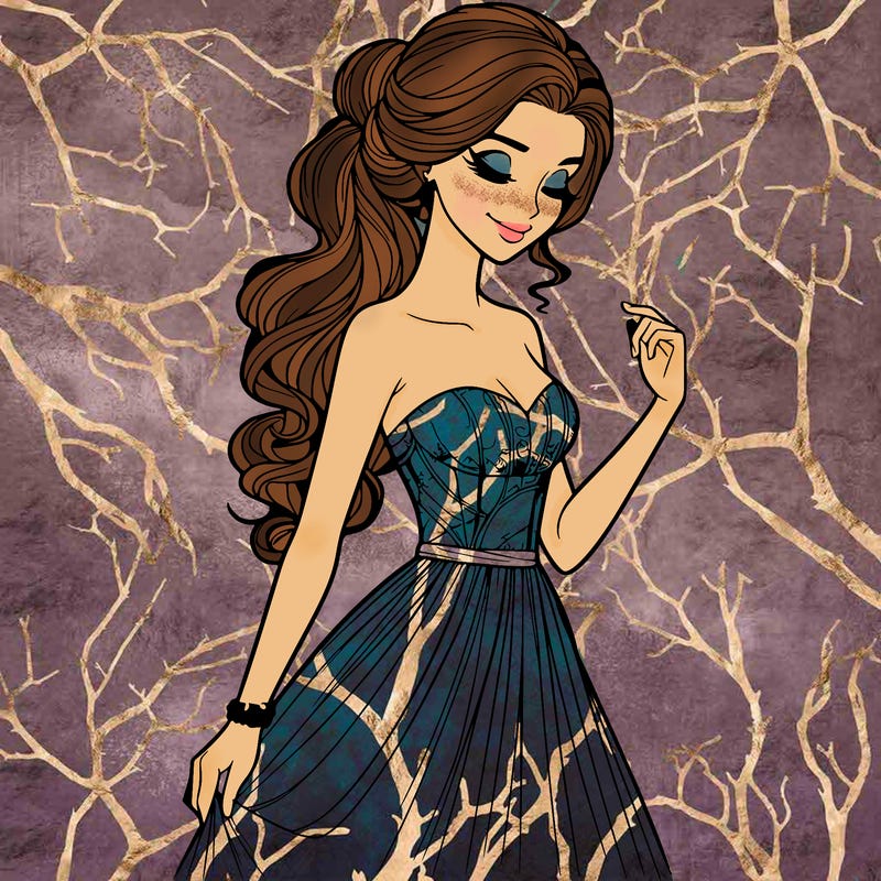 a realistic woman wearing an elegant dress