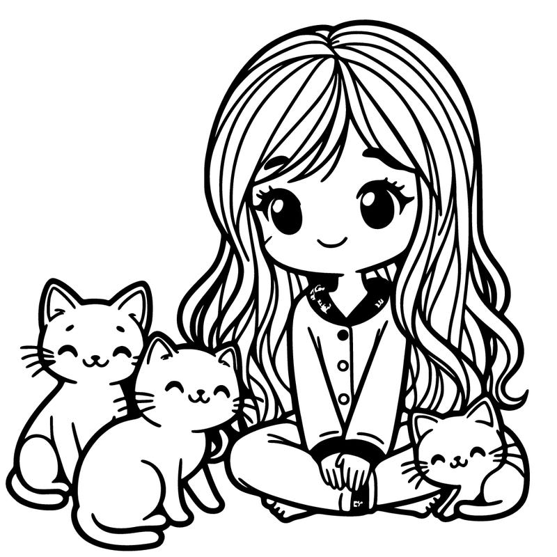 girl with cats