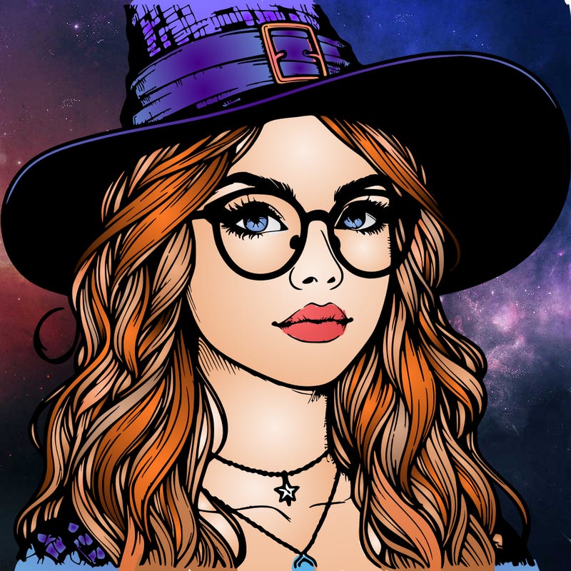 a witch with glasses realistic