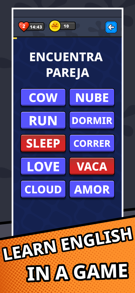 Easy Lizzy: English words - Easy Lizzy app screenshot showing a word matching puzzle to learn English