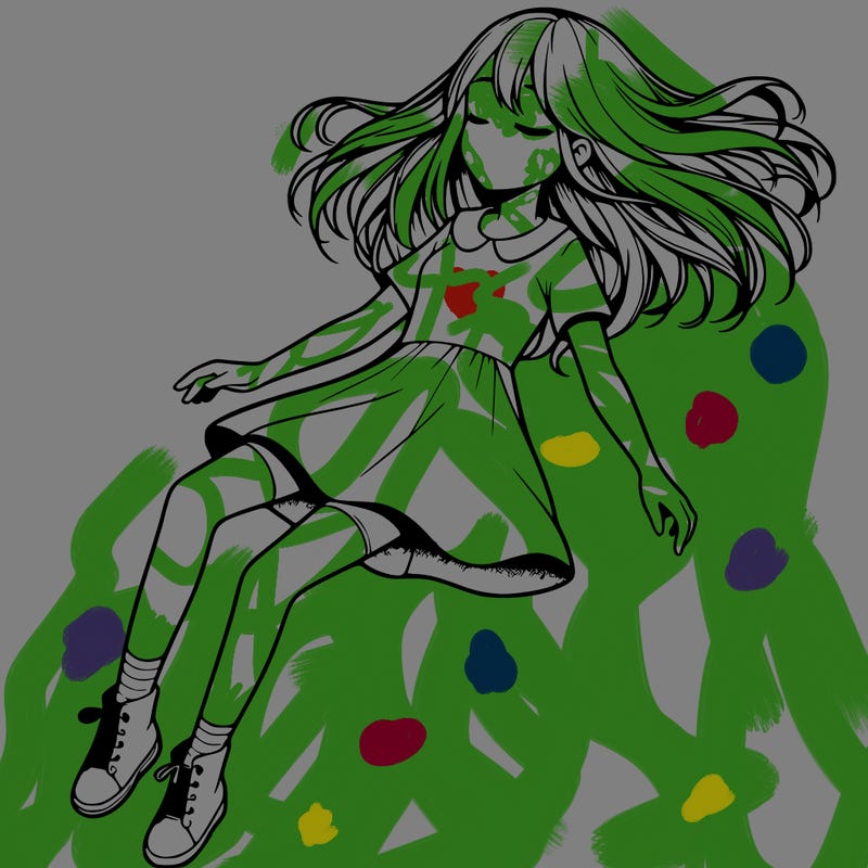 realistic girl floating