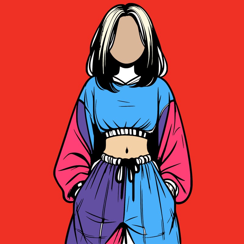 realistic girl faceless with baggy pants and a crop top