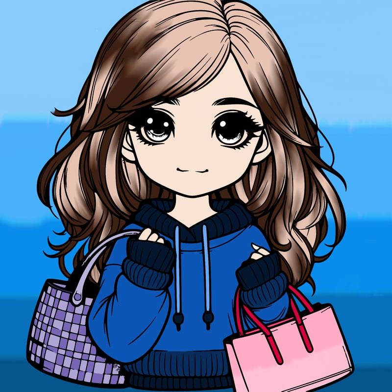 realistic girl with bags