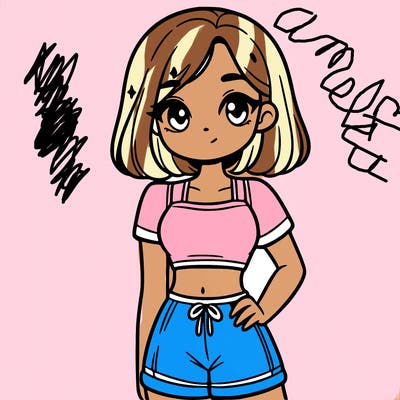 a cute teenage girl wearing a crop top and shorts