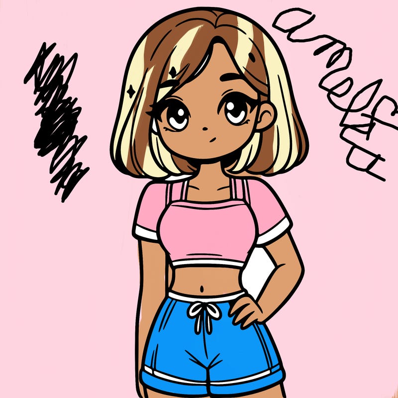 a cute teenage girl wearing a crop top and shorts