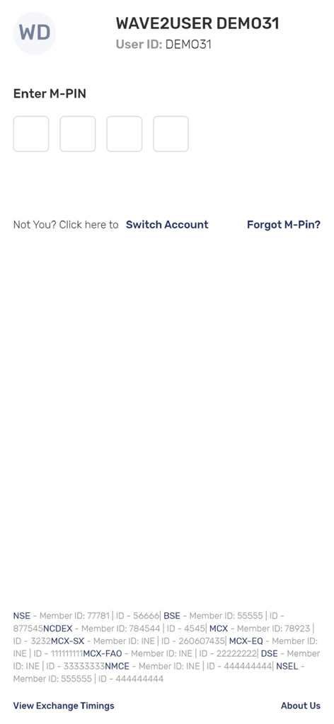 Jainam Pro 2.0 - Secure M-PIN login interface for the Jainam Pro 2.0 stock trading app