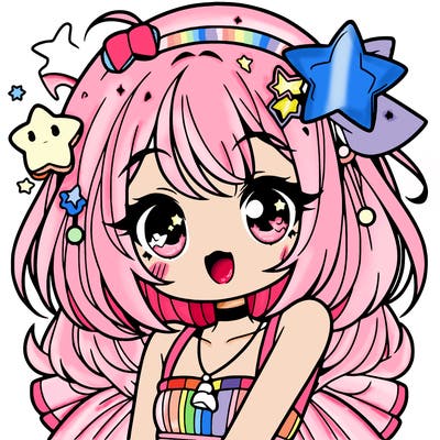 cute anime girl with star accessories