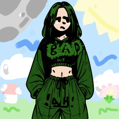 realistic girl faceless with baggy pants and a crop top