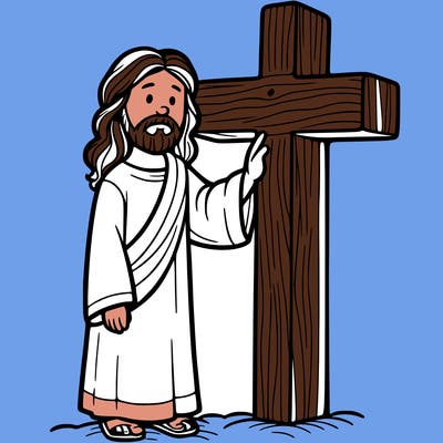 jesus standing beside the cross