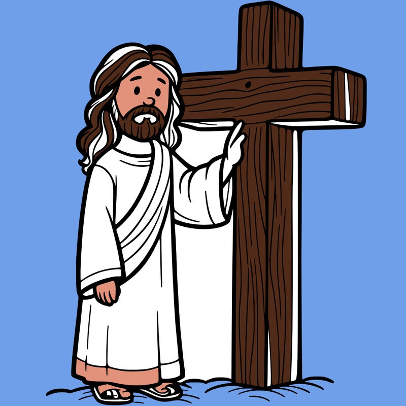 jesus standing beside the cross